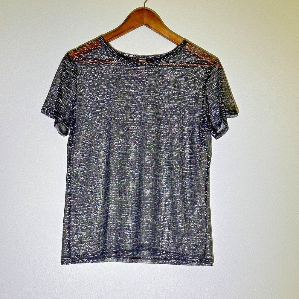 Victoria's Secret Womens Top‎ Medium Sheer See Through Crewneck Tee Short Sleeve